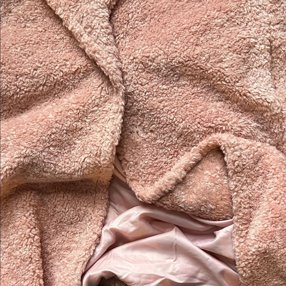 NWOT Mulla Long Teddy Bear Coat in Blush/Pink with Pockets in Size L - Picture 14 of 14